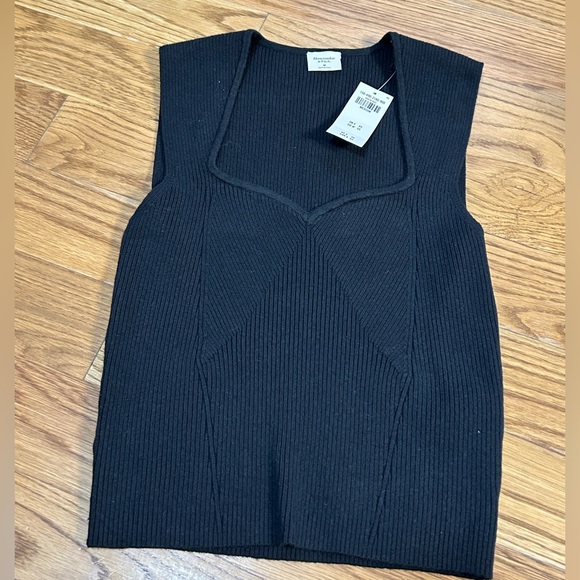 Abercrombie & Fitch Womens Sweater Ribbed Tank Top Black Knit - Picture 1 of 10